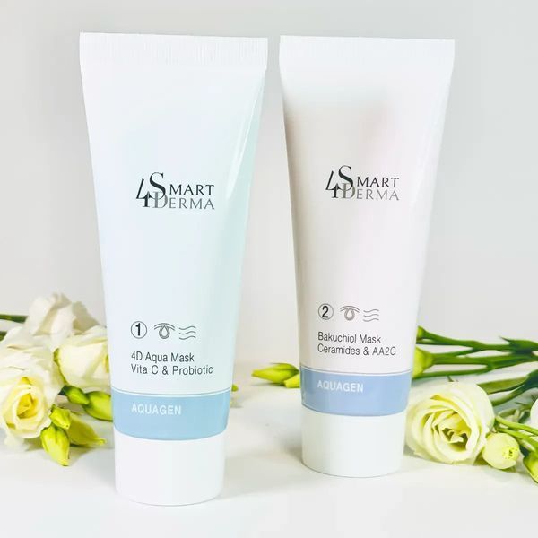 Інтенсивно зволожувальна антивікова 2-етапна система масок Smart4Derma Aquagen 2-Stage Mask System 2x75 мл A00598 фото